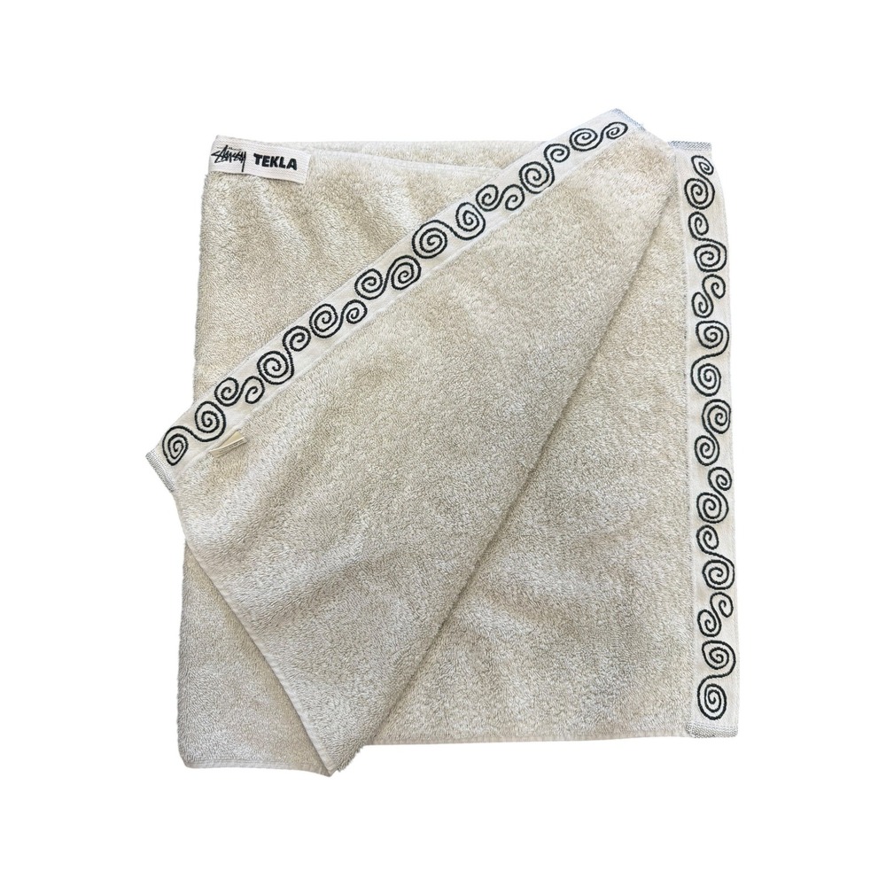Stussy Tekla Hand Towel Unisex OS Beige Excellent Swirl Border Organic Cotton